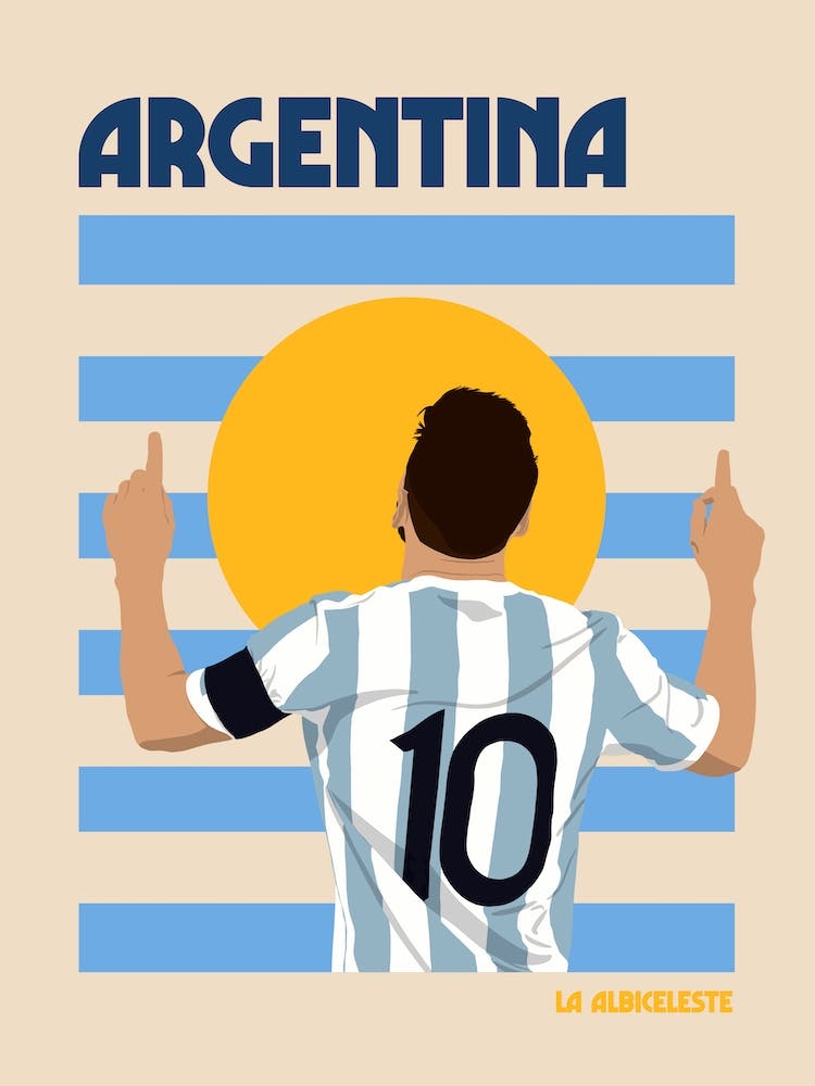 Argentina World Cup Football Retro Illustration
