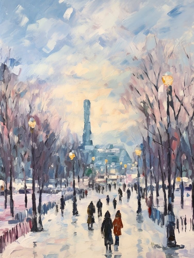Winter City Park Painting Gorky Park Moscow Russia 3