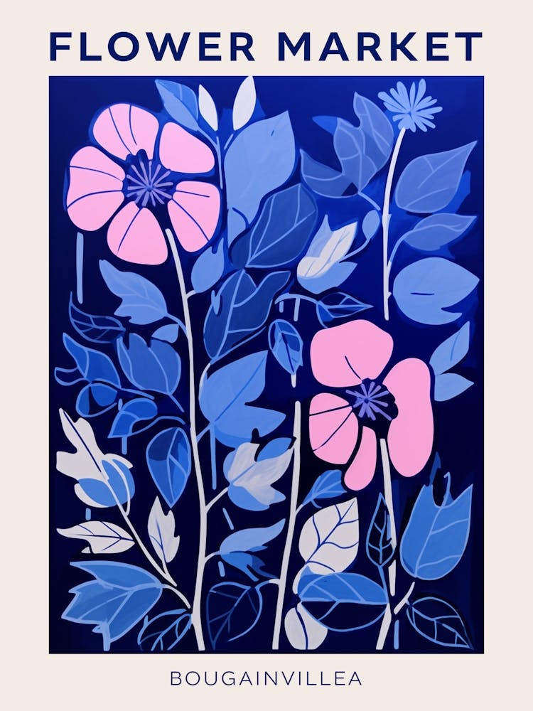 Blue Flower Market Poster Bougainvillea 1