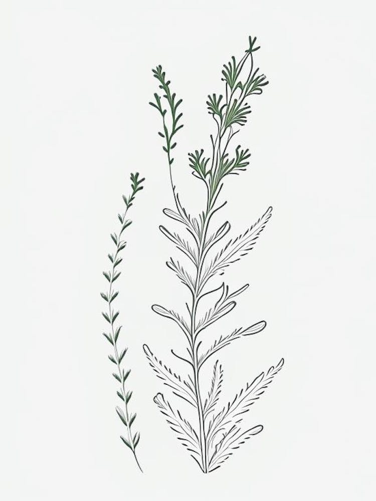 Eyebright Herb William Morris Inspired Line Drawing 2