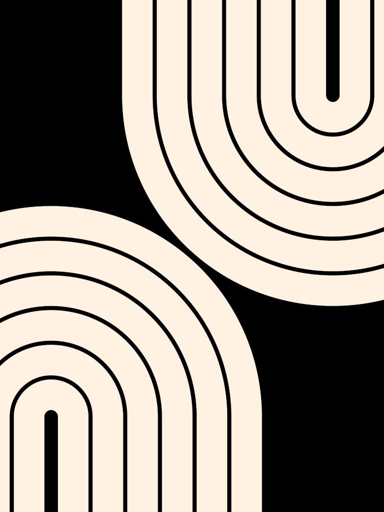 Midcentury Modern Geometric Rainbow Xxiii In Navy Blue And Orange 01 1