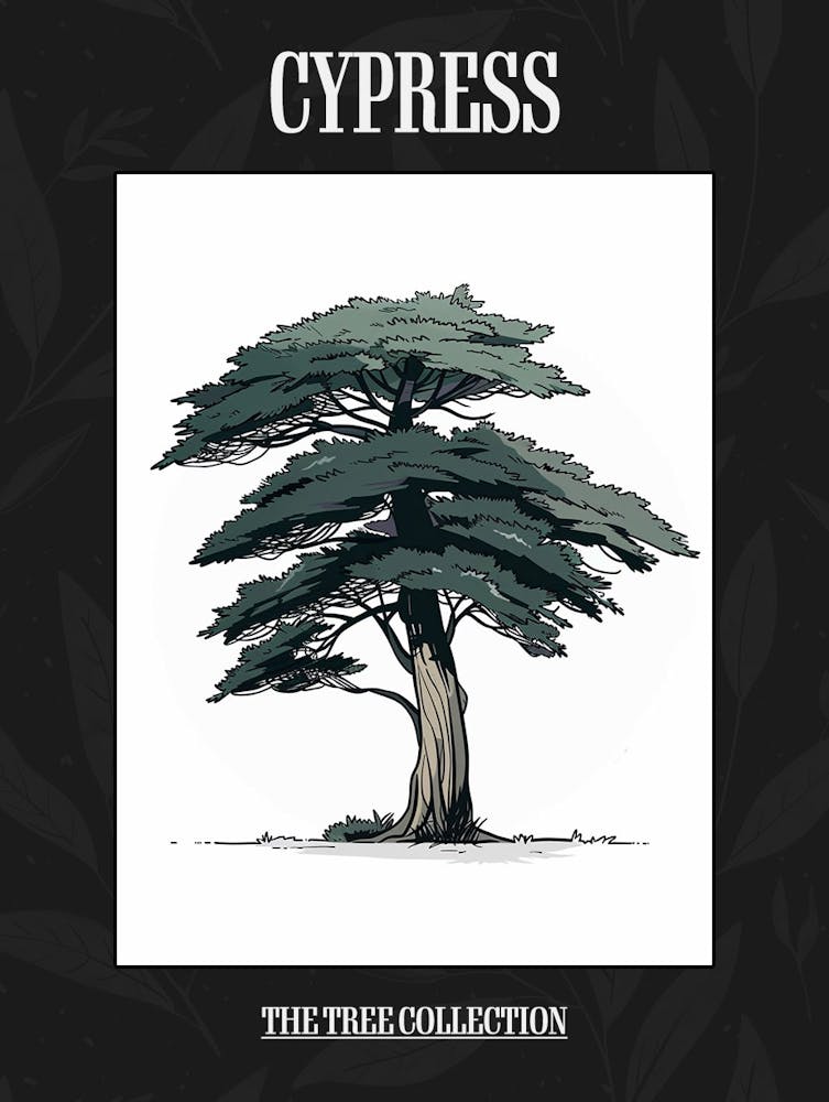 Cypress Tree Pixel Illustration 2 Poster