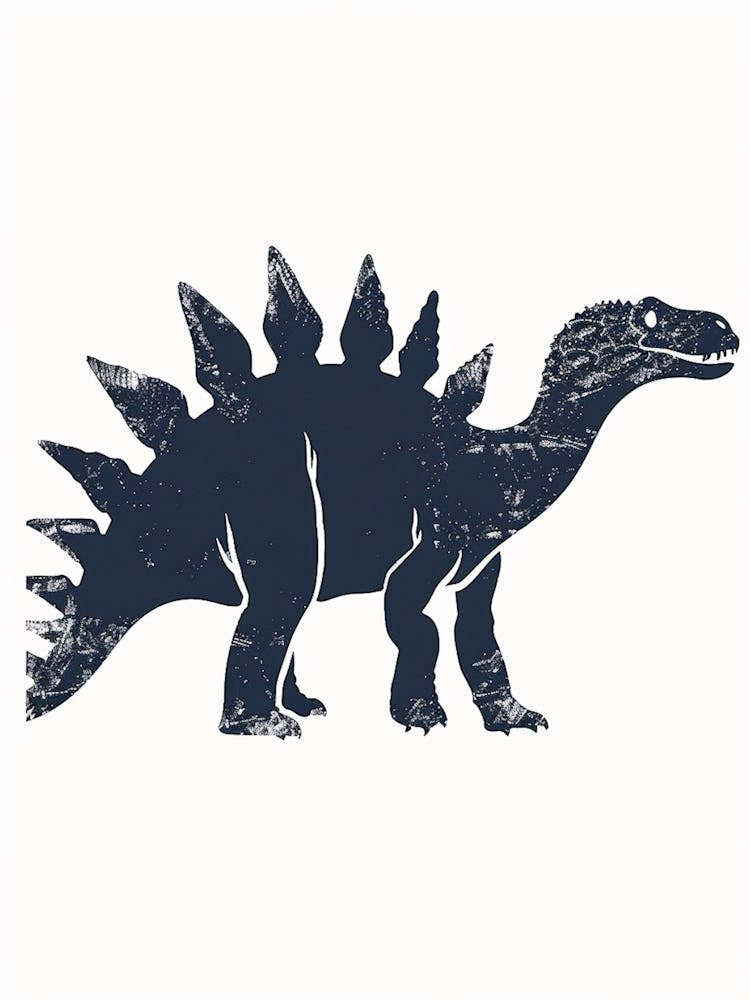 Stegosaurus Navy Blue Silhouette 1