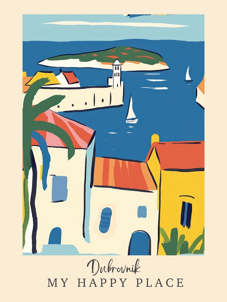 My Happy Place Dubrovnik 3 Travel Poster