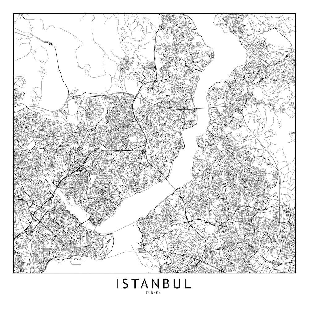 Istanbul White Map Square