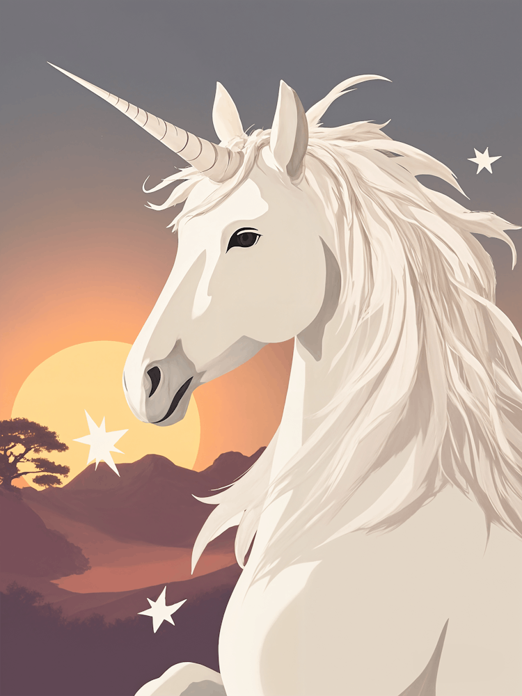 Licorne au coucher du soleil
