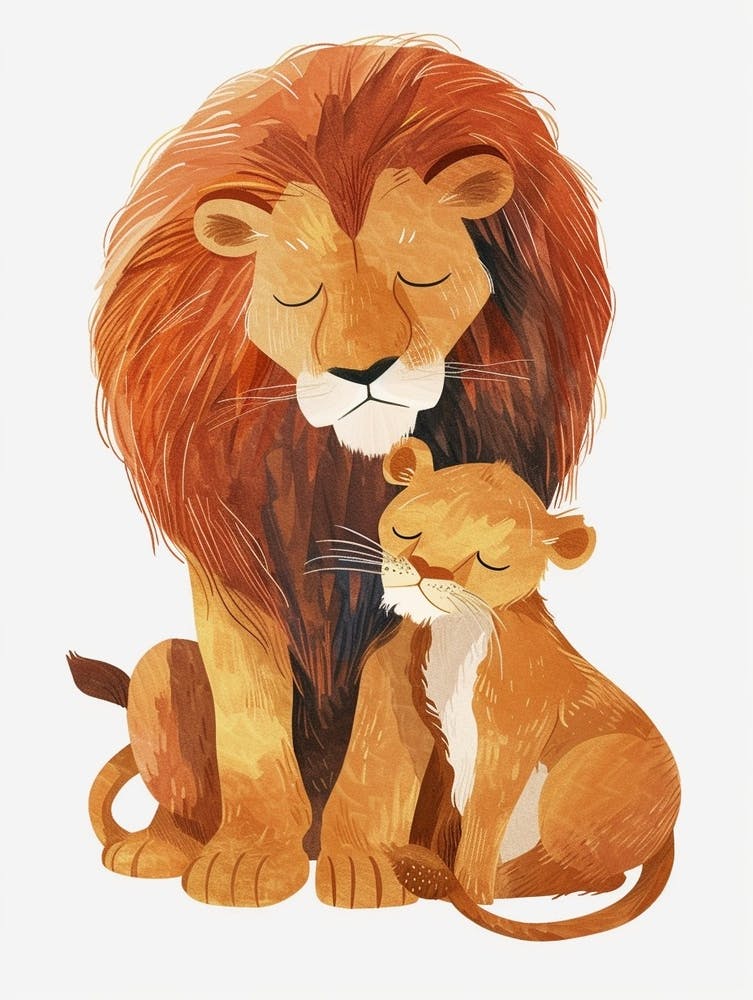 Barbary Lion Family Bonding Clipart 2