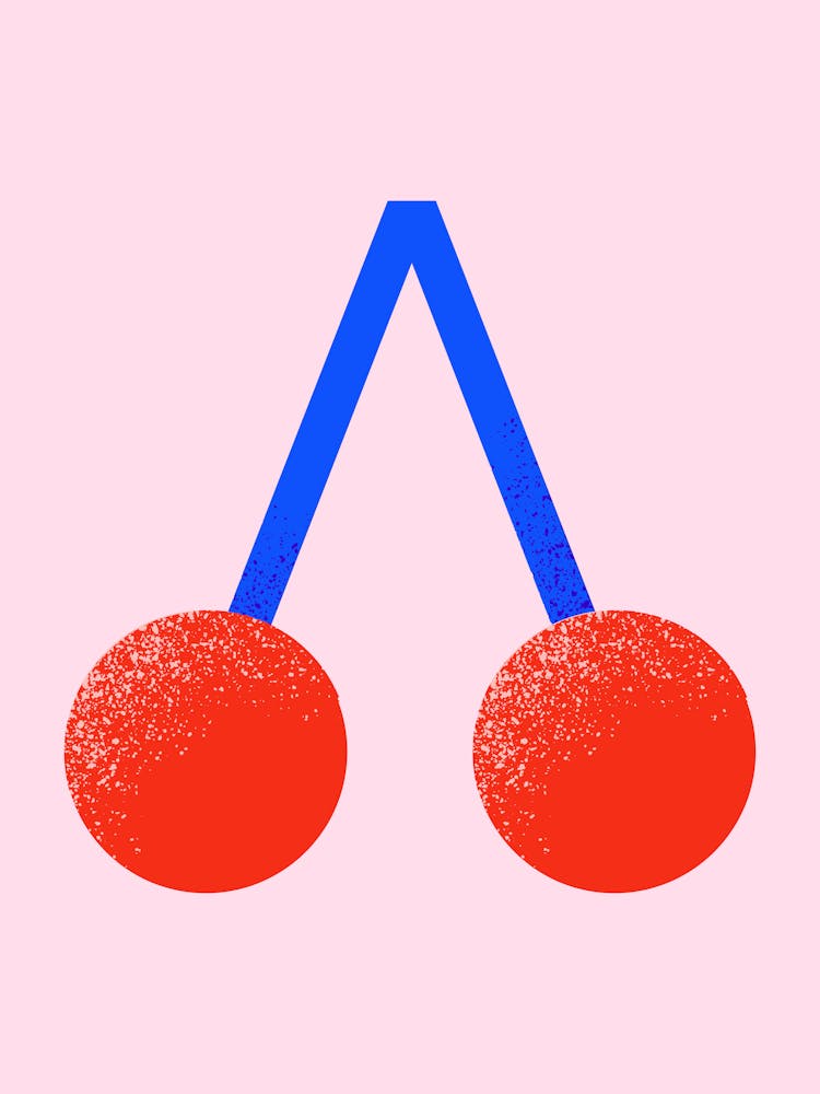 Cherries On A Pink Background