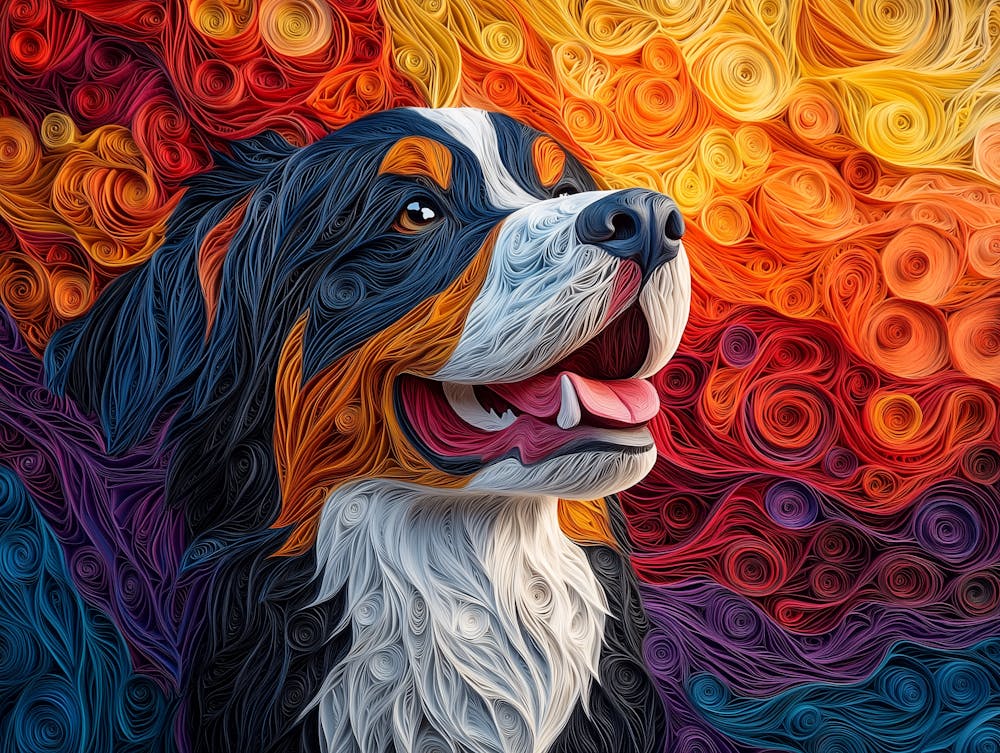 Bernese Mountain Dog Paper Quilling Portrait II