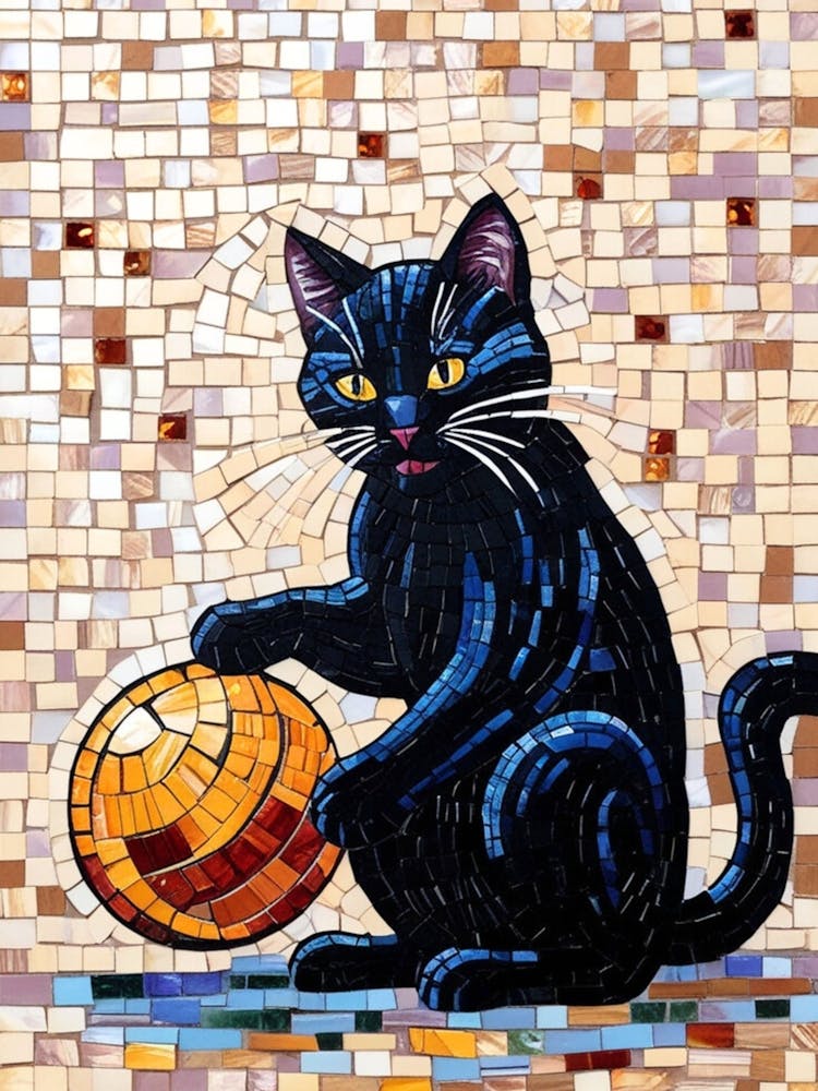 Schwarze Katze mit Kürbis
