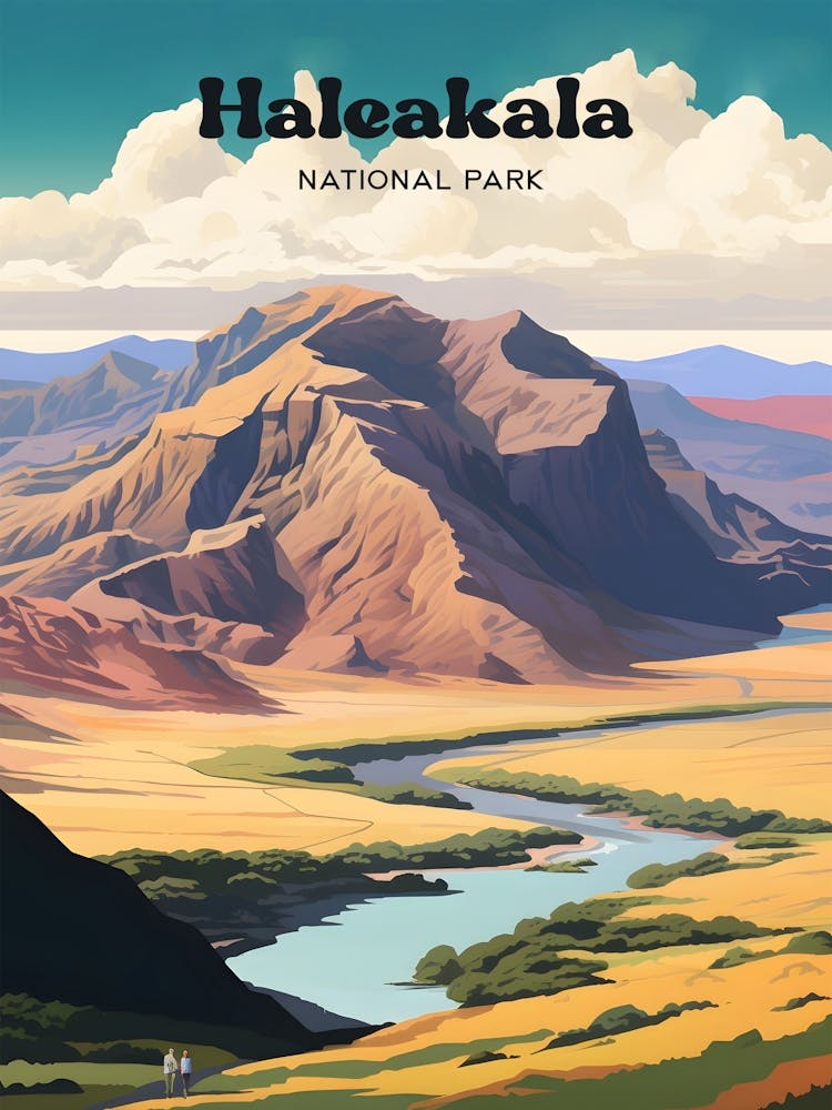 Haleakala National Park Hawaii Mountain Modern Travel Art