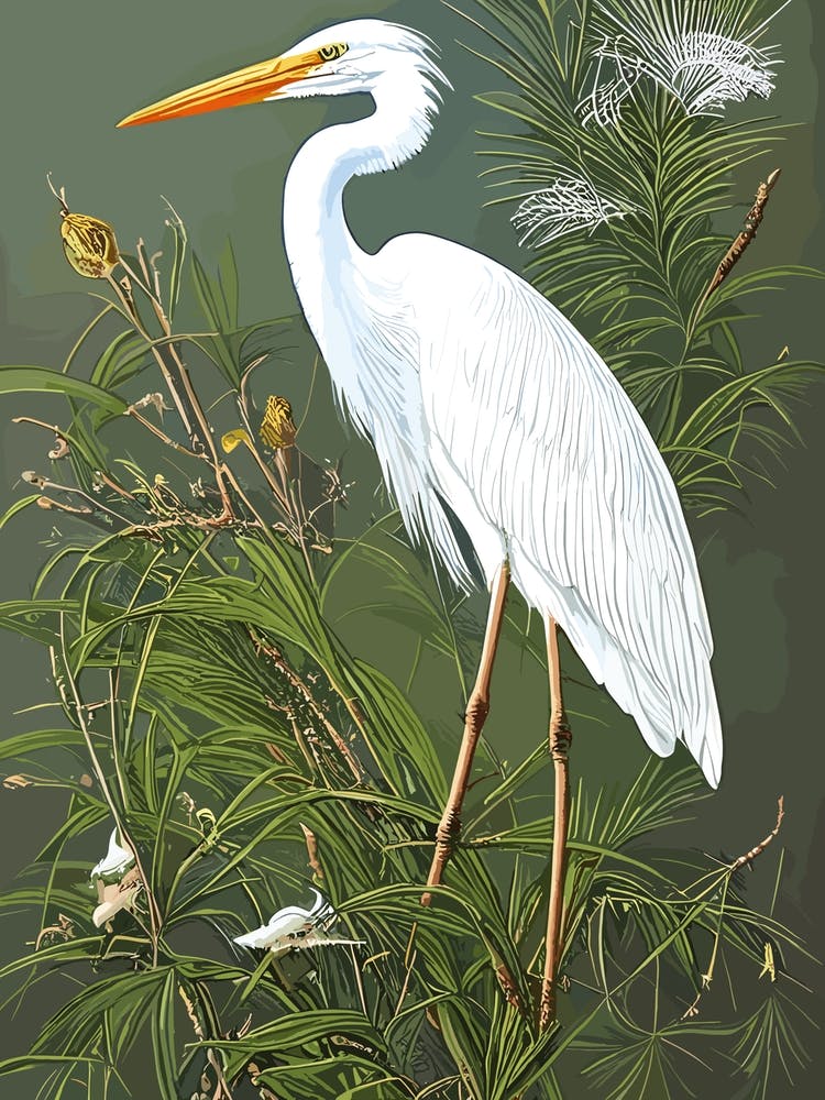 Egret Haeckel Style Vintage Illustration