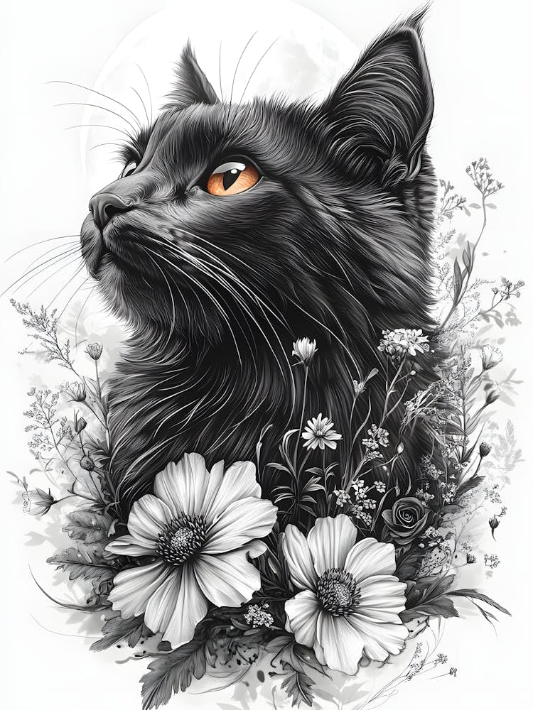 Stunning Cat And Flowers 22