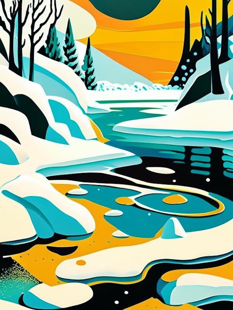 Neige Fondant Dans L'Eau Paysage Aquatique Mid-century 1