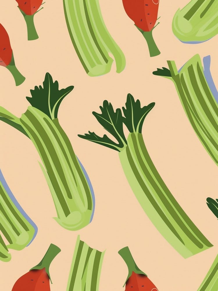 Celery Pattern Vegetable Illustration