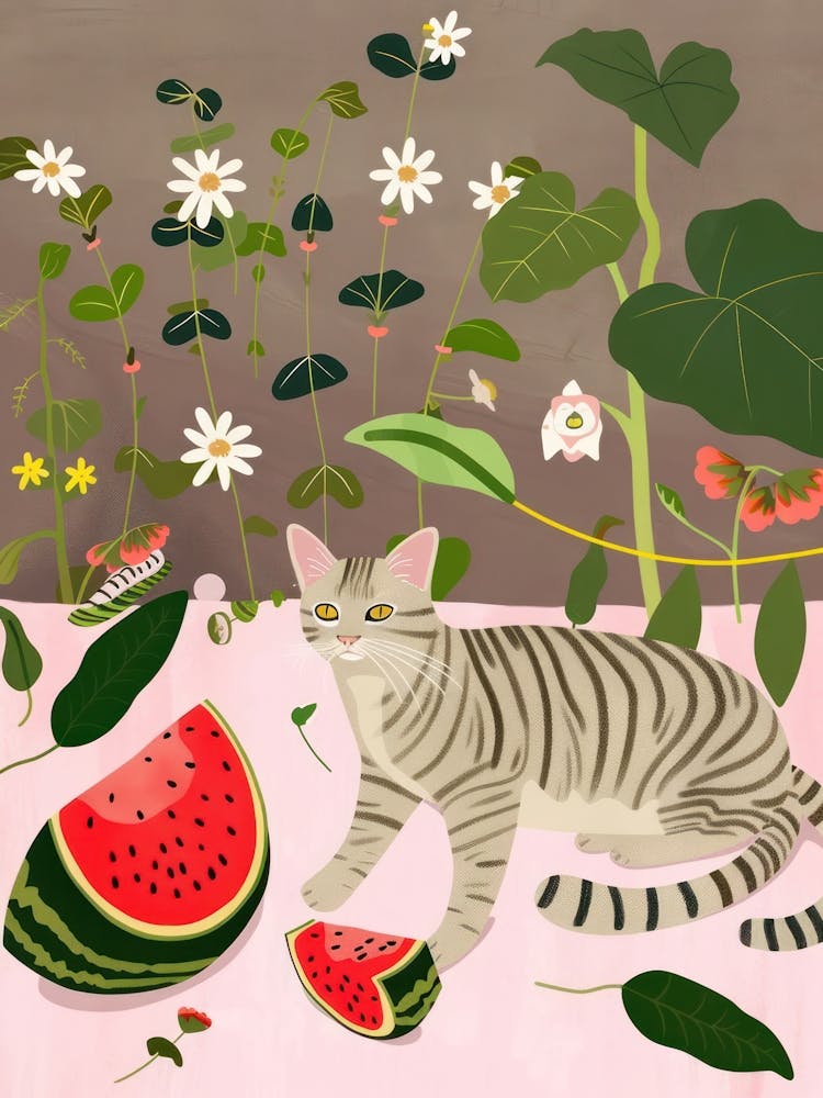 Cat And Watermelon 1