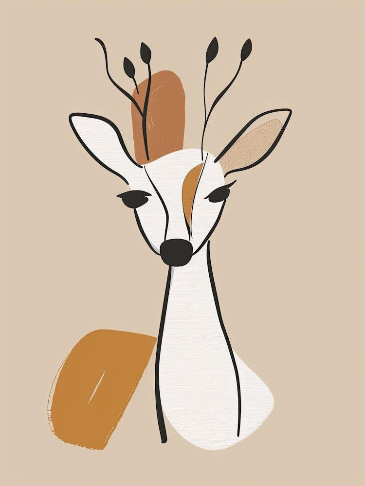Deer - Boho, Line Art 1