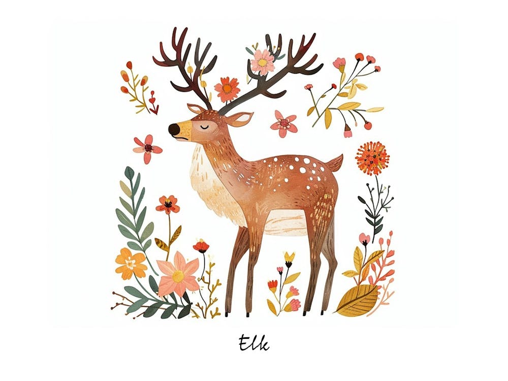Little Floral Elk 2 Poster