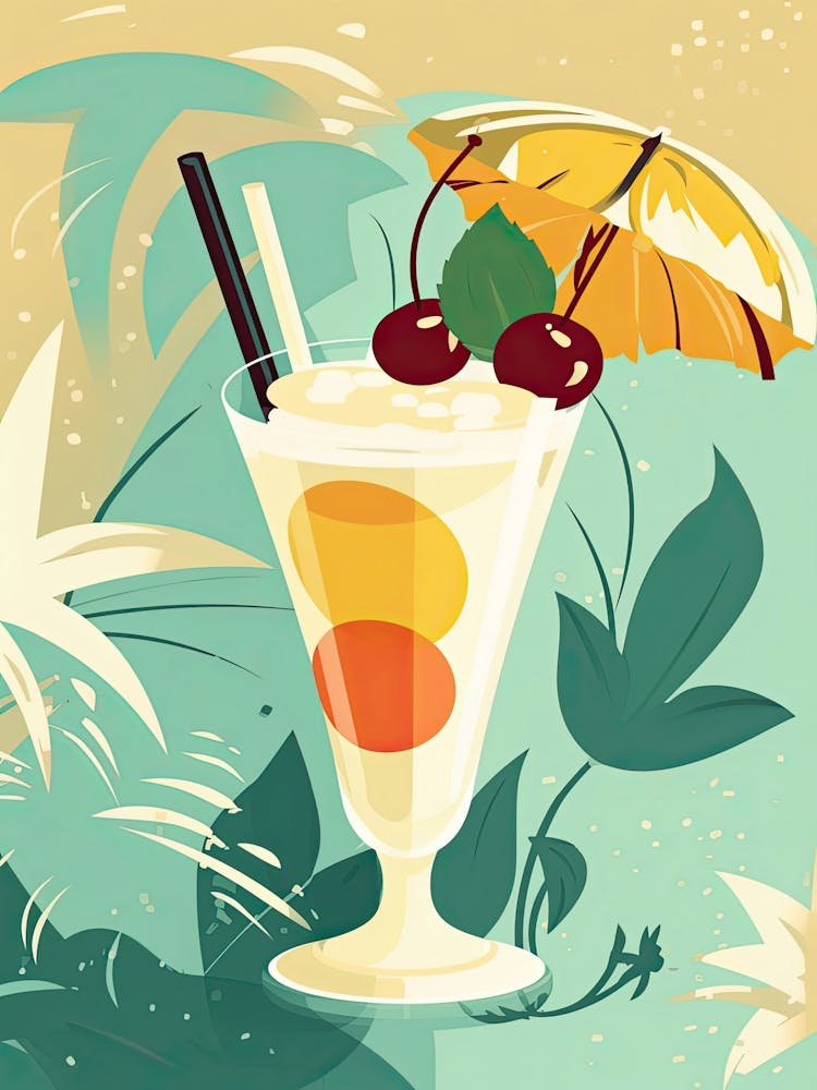 Pina Colada Cocktail Illustration 2