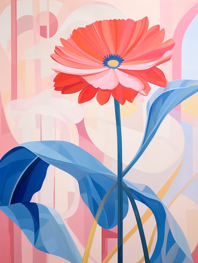 Gerbera Daisy 3 Hilma Af Klint Inspired Pastel Flower Painting