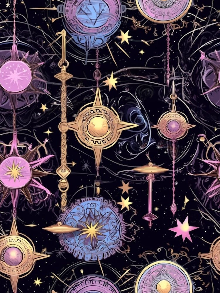 Boho Pink Shades Celestial Art 3