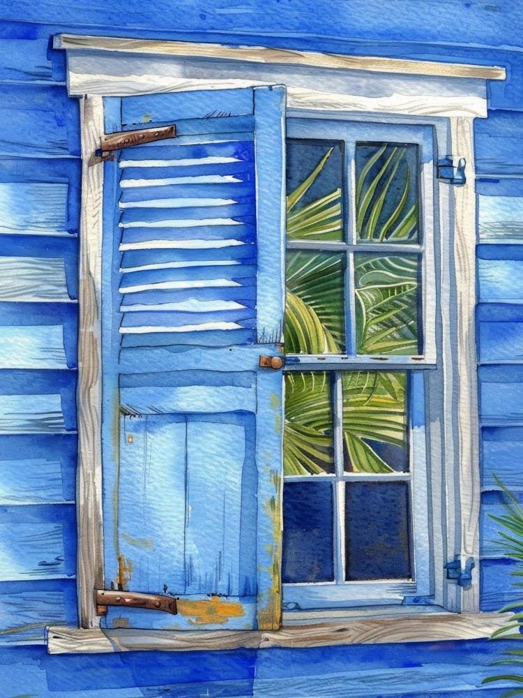 Blue Shuttered Window
