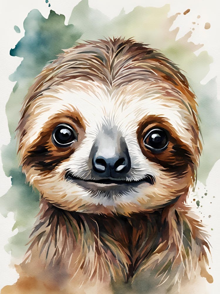 Sloth Watercolor Painting