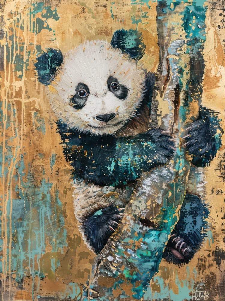 Panda Cub Gold Effect Collage 3