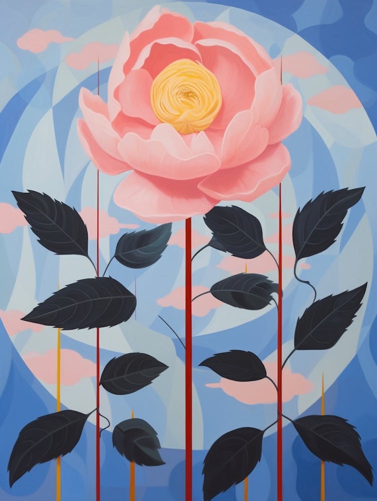 Peony 1 Hilma Af Klint Inspired Pastel Flower Painting