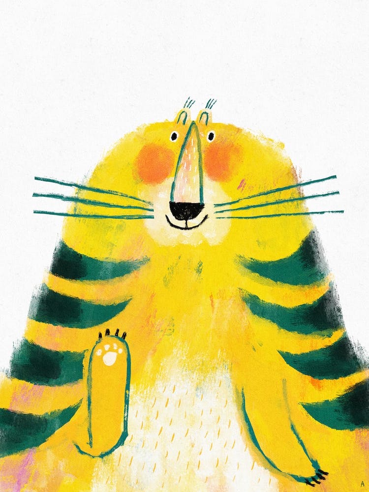 Happy Tiger Waving His Paw