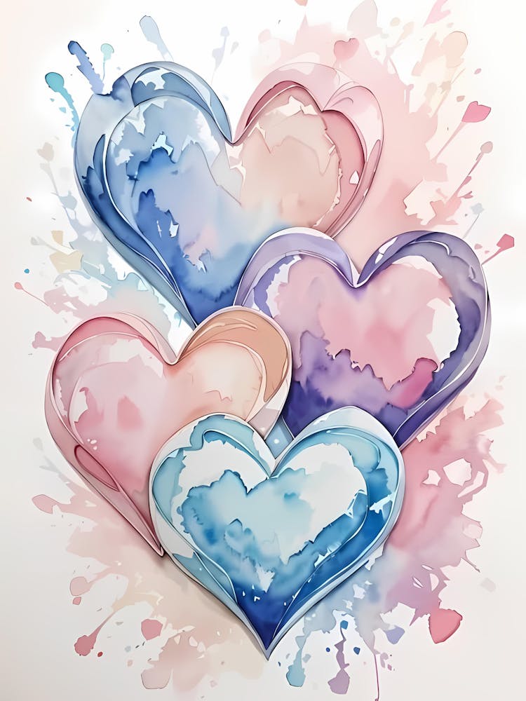 Watercolor Hearts