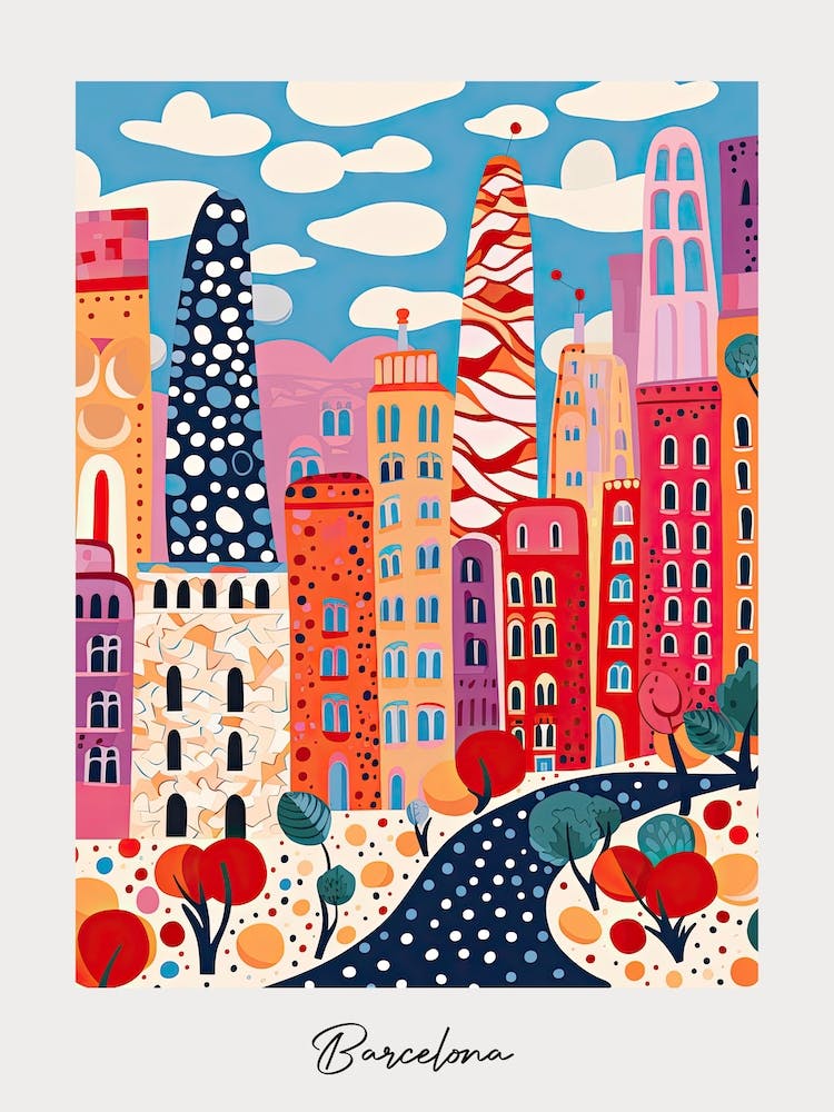 Poster Of Barcelona, Illustration In The Style Of Pop Art 4