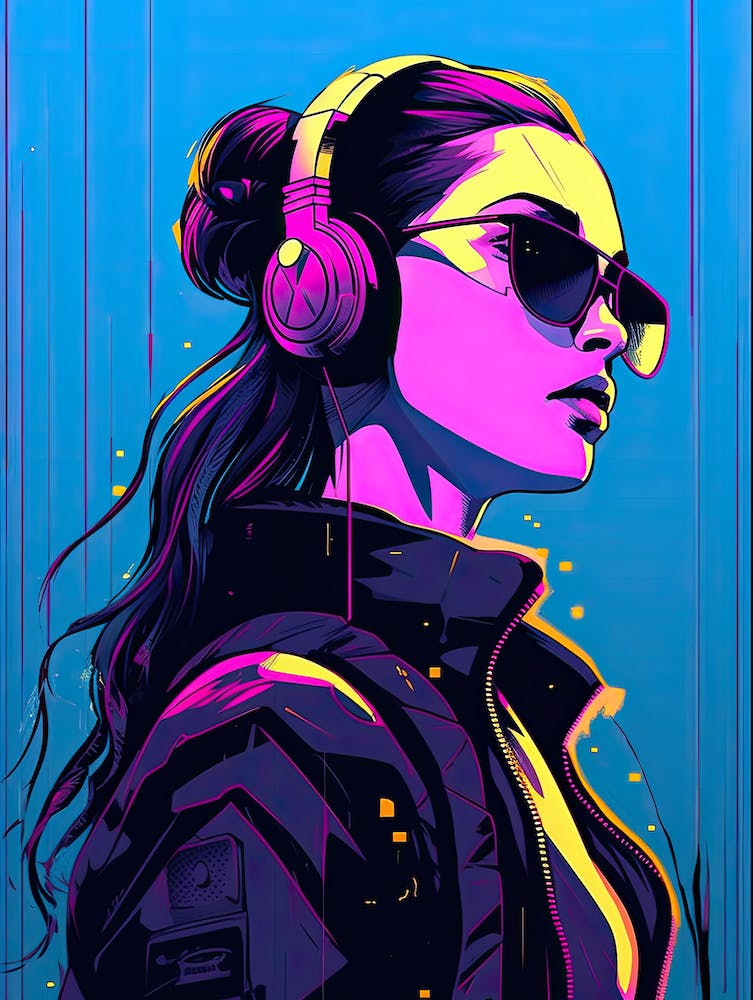 Girl With Headphones pop art