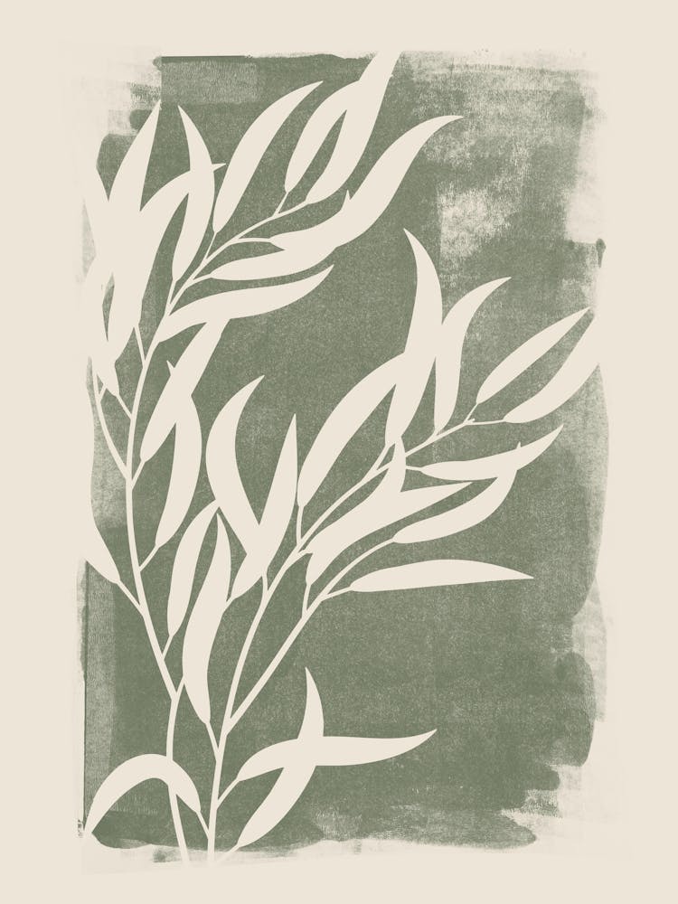 Sage Green Botanical, Boho Farmhouse Minimalist Olive Branch, Leaves