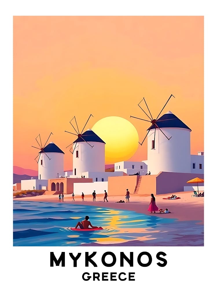 Mykonos - Griechenland Vintage Reiseplakat 8