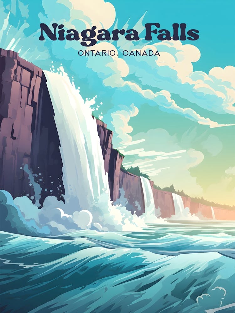 Niagara Falls Ontario Canada Waterfall Modern Travel Art