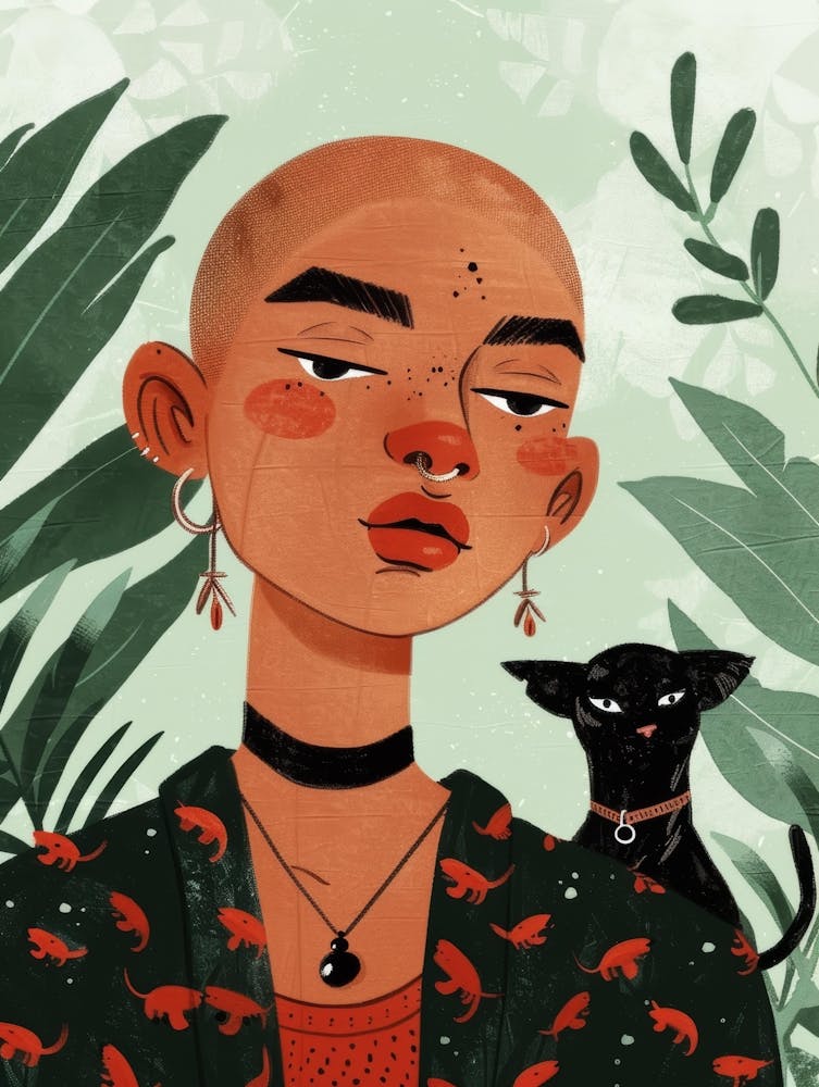 Portrait Of A Woman With A Cat 3