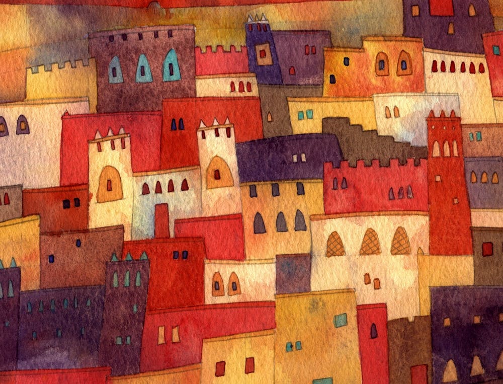 Ait Benhaddou Morocco Watercolor