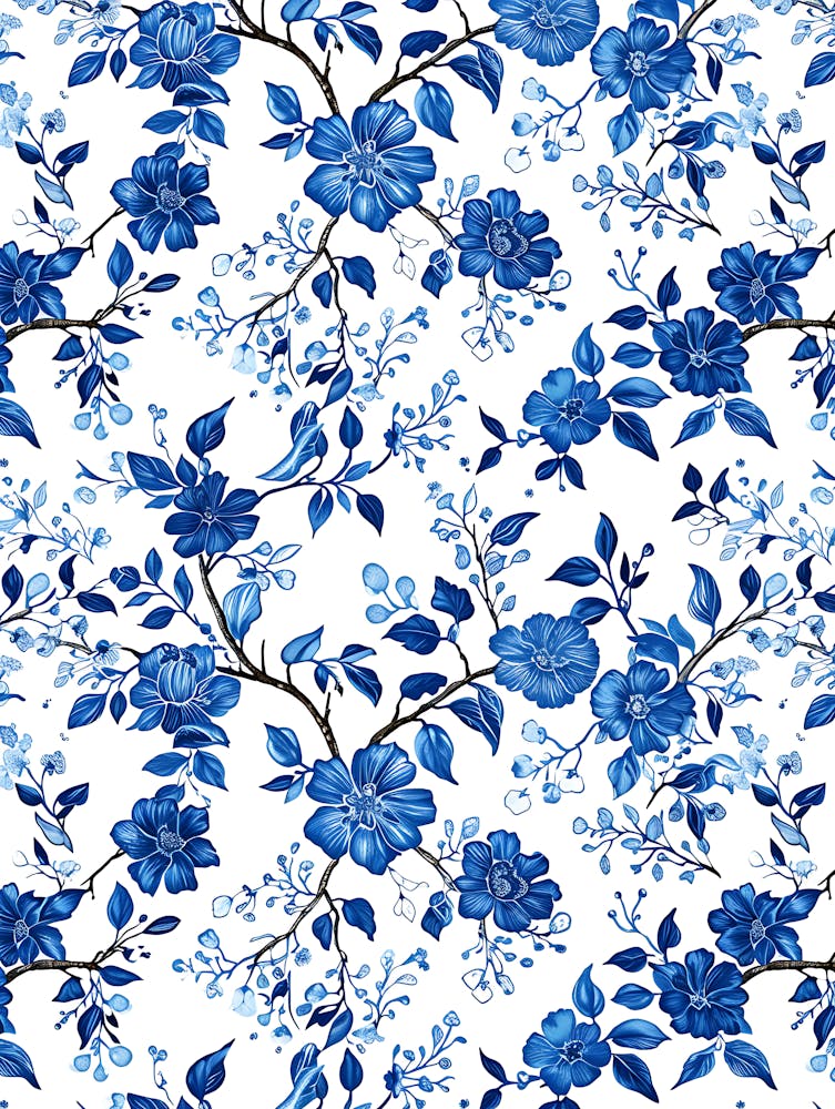 Blue And White Floral Pattern 5