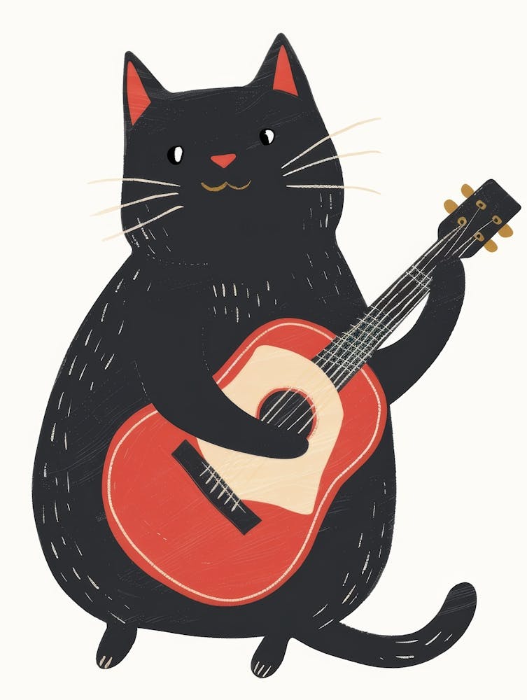 Black Cat Playing Guitar 2