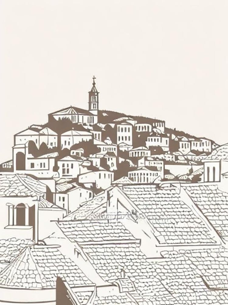 Dubrovnik Old Town 2 Croatia Boho Landmark Illustration