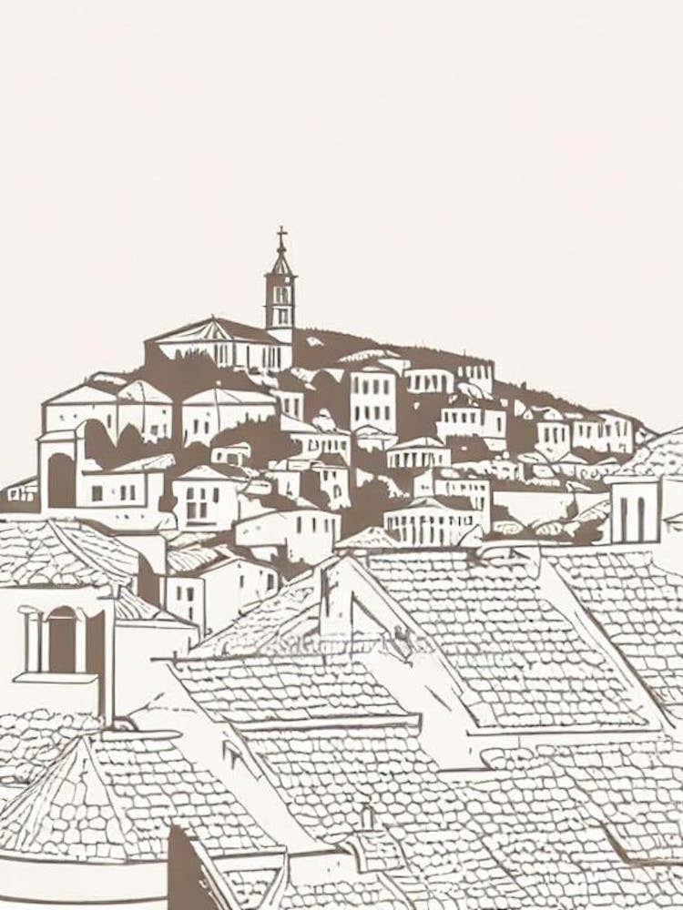 Dubrovnik Old Town 2 Croatia Boho Landmark Illustration
