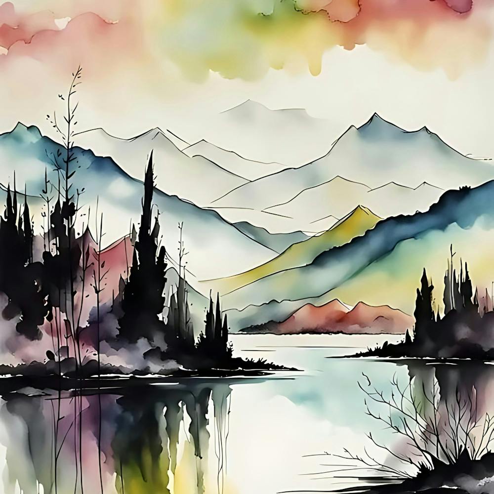 Watercolor Of Mountains 3