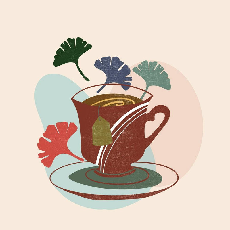 Teetasse mit Blättern