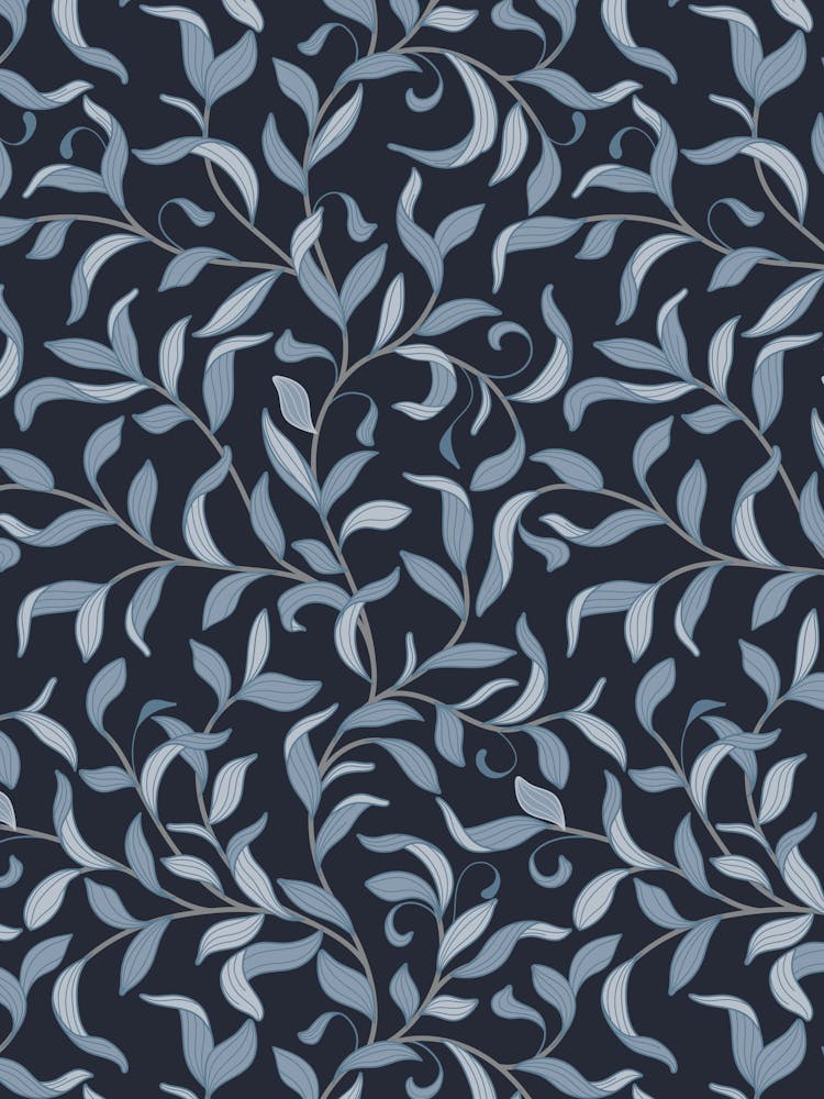 Trailing Leaves William Morris Navy