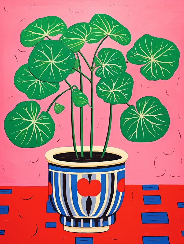 Pink And Red Plant Illustration Chinese Money Plant 2