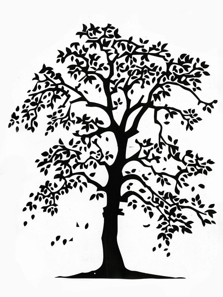 Elm Tree Simple Geometric Nature Stencil 2