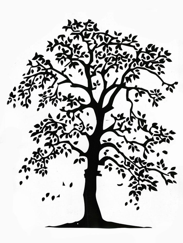 Elm Tree Simple Geometric Nature Stencil 2