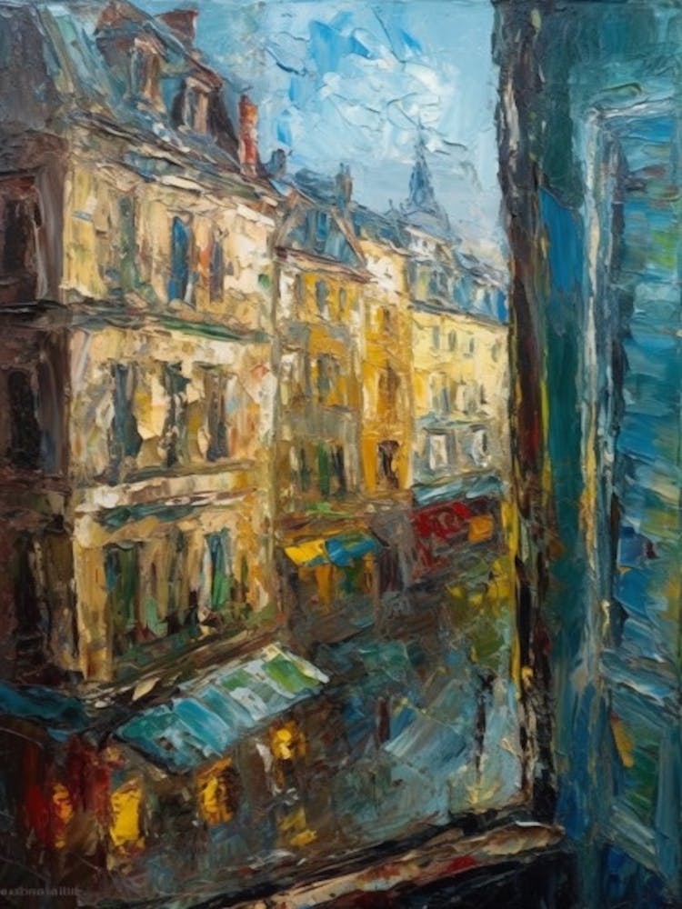 Window View Of Paris In The Style Of Expressionism 4
