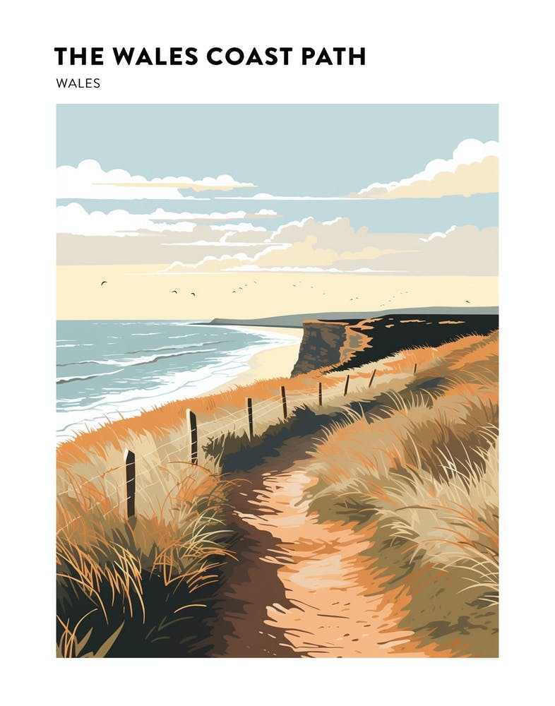 The Wales Coast Path Wales 3 Hiking Trail Landscape Poster